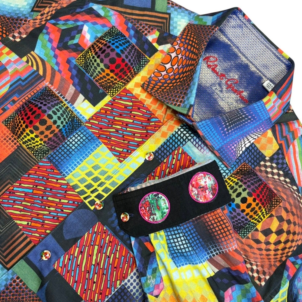 Robert Graham Limited Edition Baja Blast Shirt Mens 3XL Multicolor Geometric